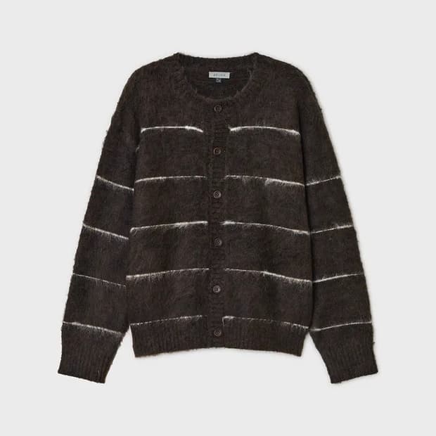 벨리에 브러쉬드 탐 가디건 브라운 스트라이프 