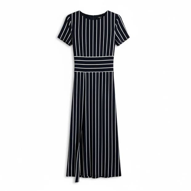 랄프로렌 네이비 스트라이프 반팔 롱 원피스