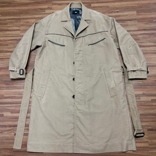 하레 hare 웨스턴 베이지 오버핏 벨트 롱 트렌치 코트 자켓