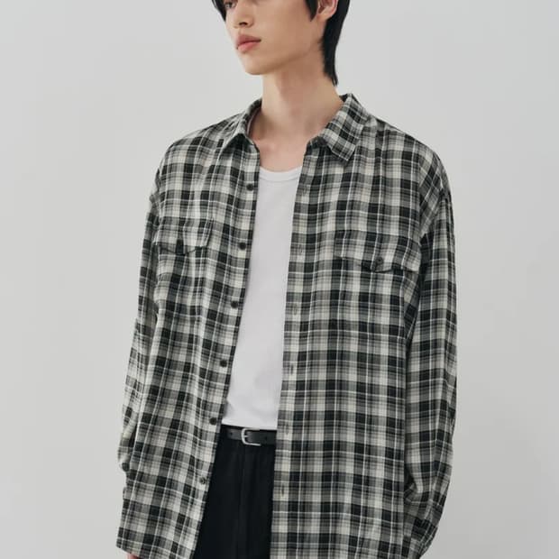 드로우핏 마빈 투포켓 체크 셔츠 L