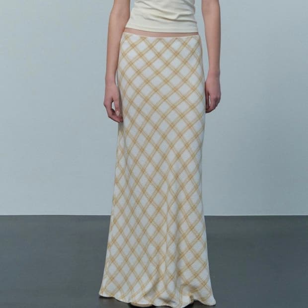 르 le check bias maxi skirt 스커트