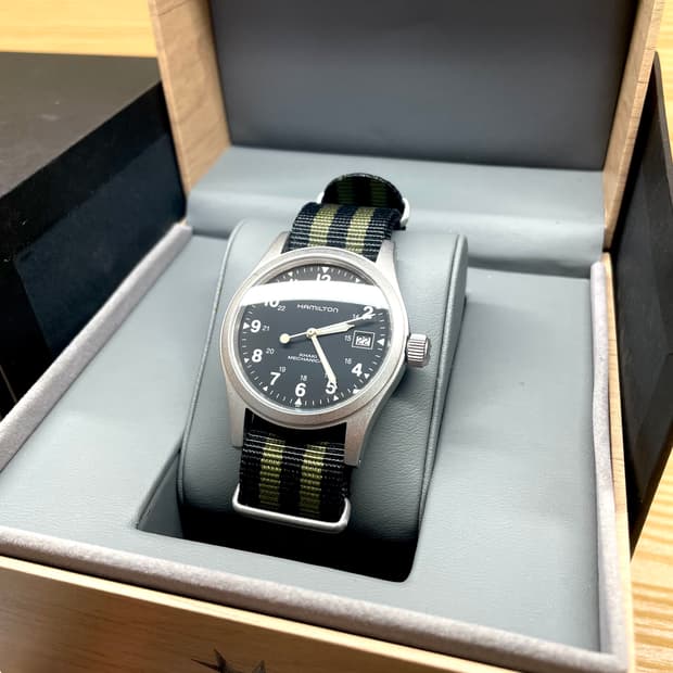 해밀턴 카키 메커니컬 데이트창 구형 검판 풀박