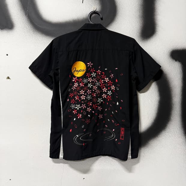 VTG 빈티지 재패니즈 오리엔탈 하라주쿠 자수 디테일 반팔 셔츠