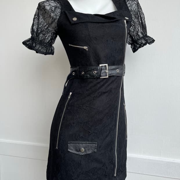 *SALE) BUBBLES 블랙 레이스 라이더 원피스