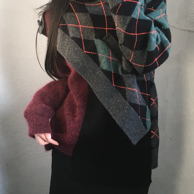 KOLOR 컬러 20AW 언발란스 숄 니트