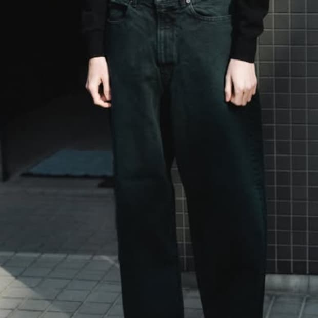 a.presse 아프레쎄 블랙 워시드 와이드 데님