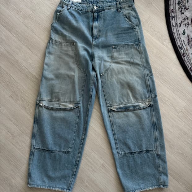 자라  연청 카펜터 와이드 데님