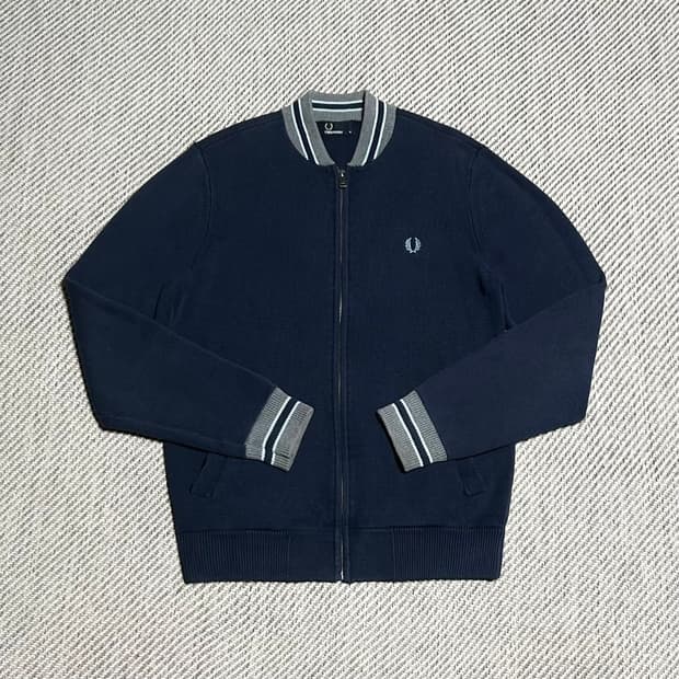 [M] Fredperry 프레드페리 미드웨이트 코튼 니트 집업 자켓