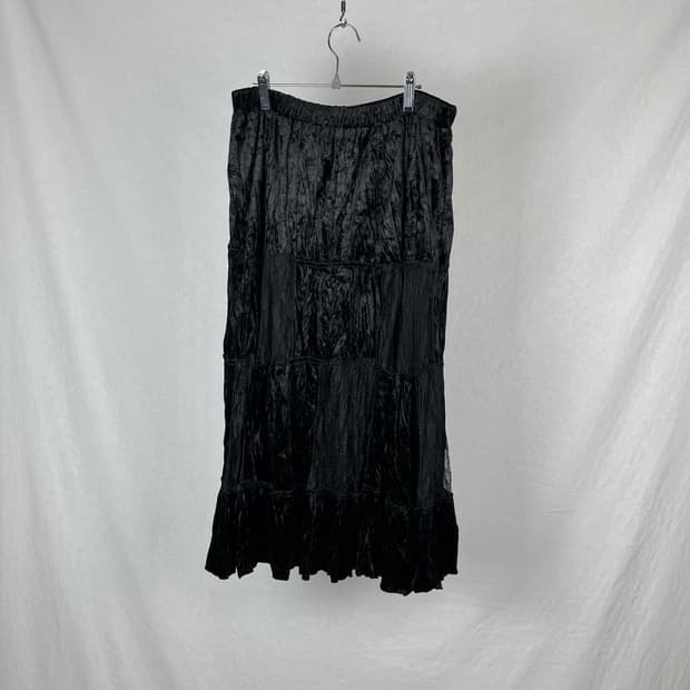 Vintage 벨벳 매쉬 판넬 스커트 