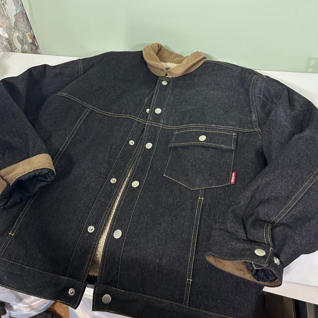 2XL 퍼스텝 안감양털 코듀로이배색 인디고 쉐르파자켓