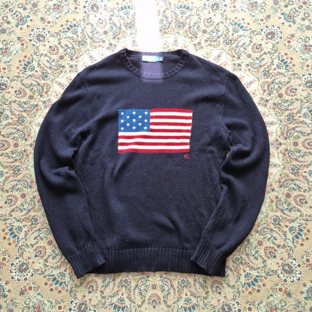 폴로 성조기 코튼 니트