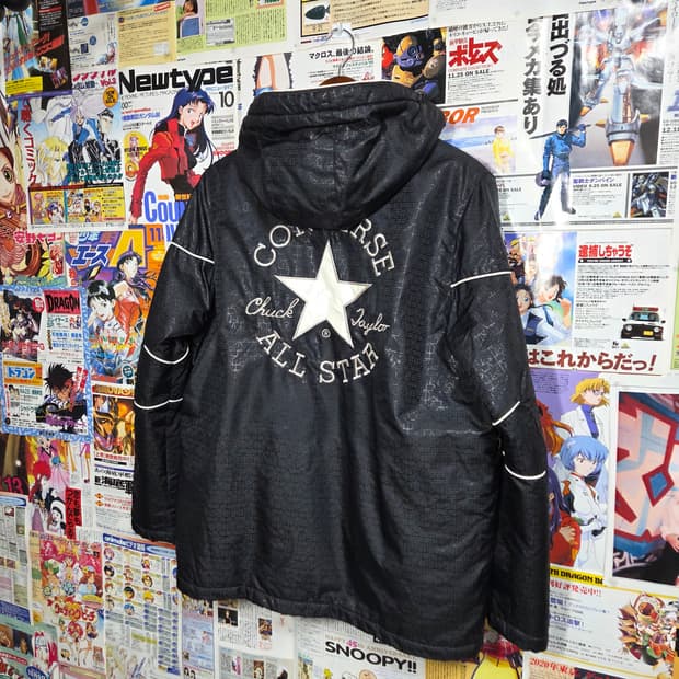 컨버스 올 스타 별 패턴 후드 패딩 점퍼
