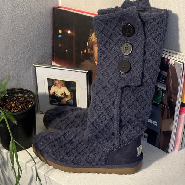어그 버튼 니트 부츠