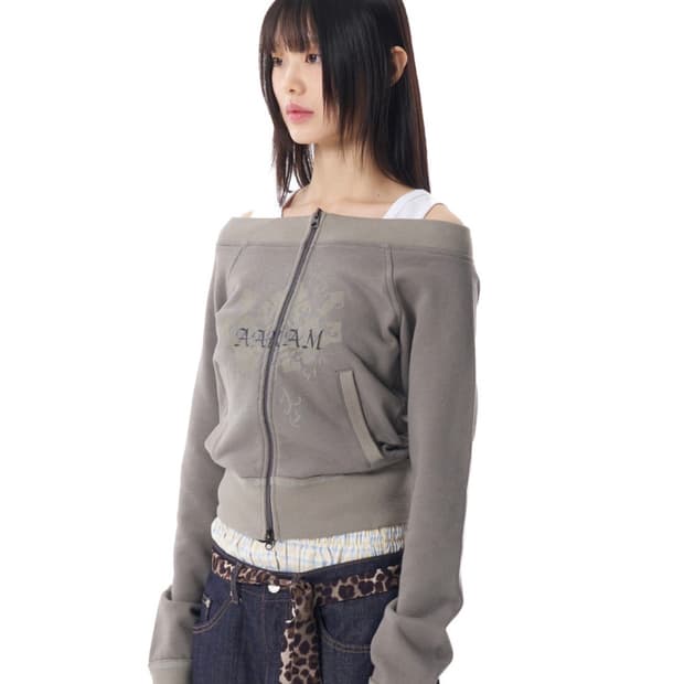 아캄 오프숄더 집업 CROS2 Off-shoulder Zip-Up (Kh