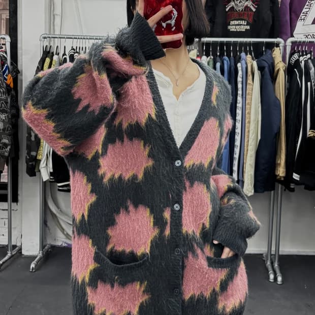 오베이 모헤어 가디건