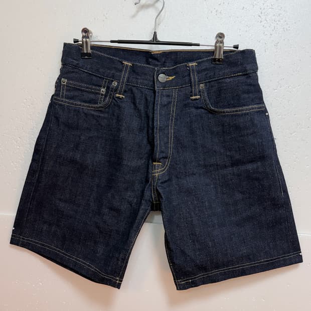 칼하트 WIP 데님 반바지 30 인치 생지 청반바지 남성 쇼츠