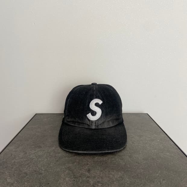 (OS) 슈프림 S로고 볼캡 모자 코듀라 데님 블랙