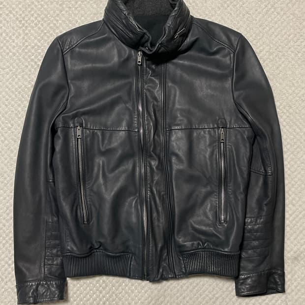 [52] SOLID HOMME 2중 지퍼 레이어드 양가죽 레더 자켓