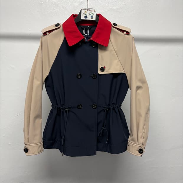 타미힐피거 컬러블록 트렌치 자켓