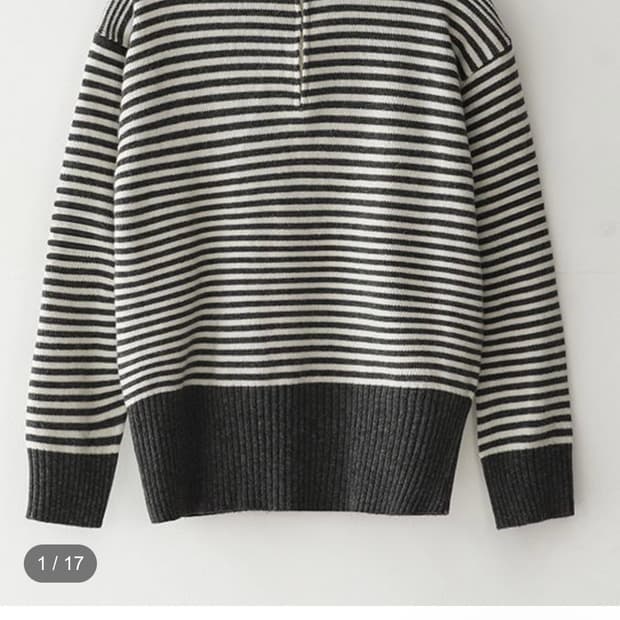 블루썬플라워 merino wool stripe half zip-up L