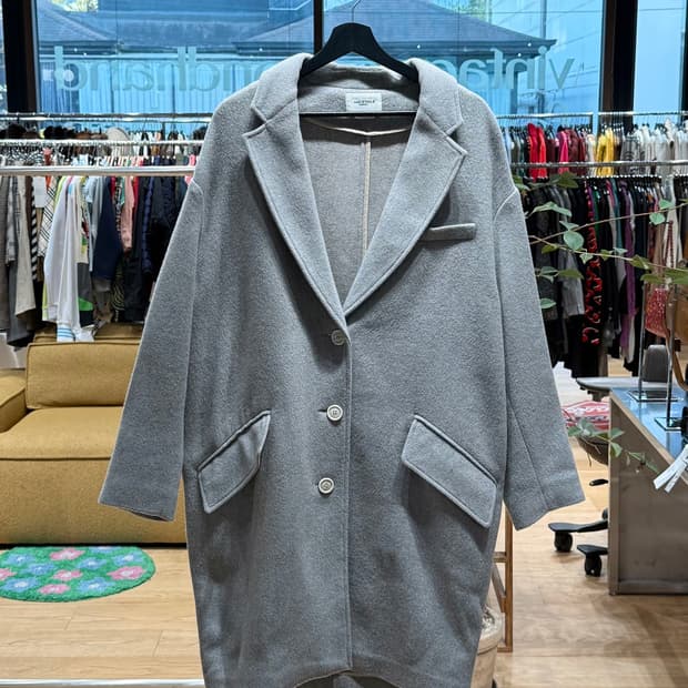 이자벨마랑 그레이 울 혼방 싱글 코트 