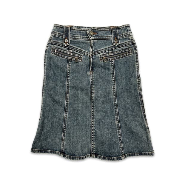 빈티지 KUMIKYOKU 디테일 데님 미디 스커트