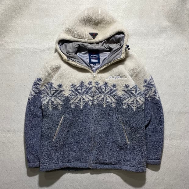 칼카니 눈꽃 패턴 플리스 후리스 후드집업