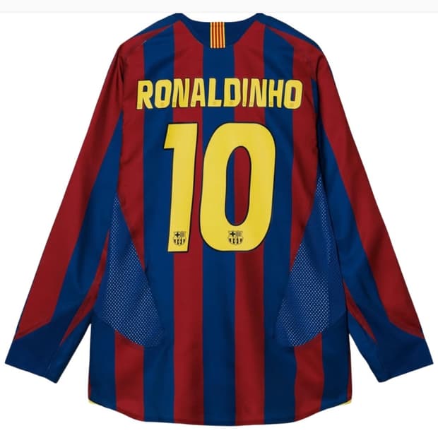 (L) 나이키 호나우지뉴 FC 바르셀로나 2005/06 레트로 사커 레플