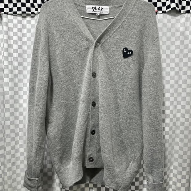 꼼데가르송 가디건L 그레이 블랙와펜 (세탁완료)