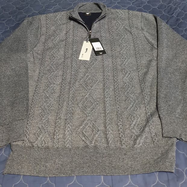 (새상품) BFL 하프집업 기모 니트 그레이 (L)