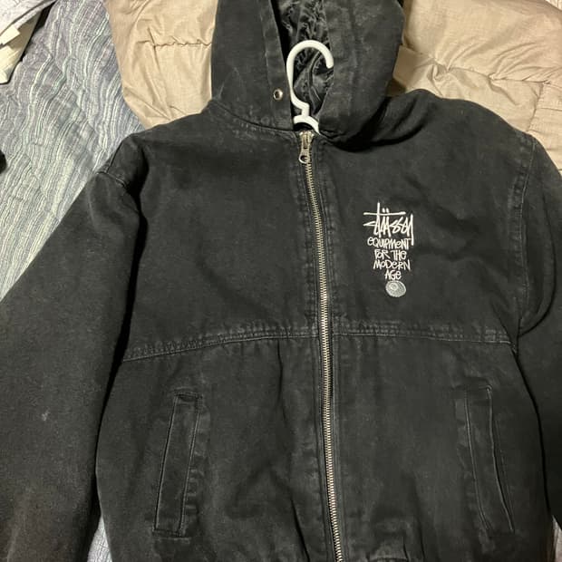 (M)스투시 22fw캔버스 인슐레이티드 워크 자켓 블랙