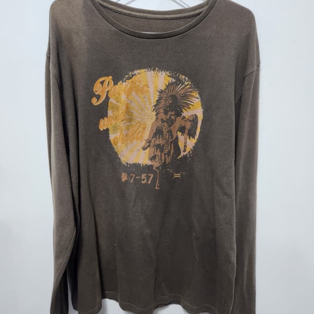 아메리칸 빈티지 인디언 그래픽 피그먼트 롱슬리브