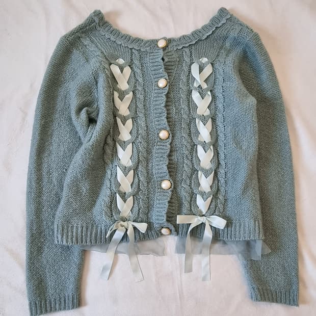 빈티지 엑시즈팜 모리걸 하구미 페어리 리본 니트