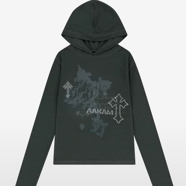 Aakam Studded Cross Hooded Long Sleeve