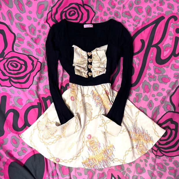 MA*RS마즈 하트 금장 샹들리에 원피스 히메오네갸루 핀터109일본빈티지