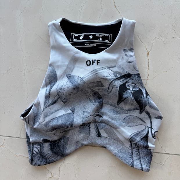 오프화이트 OFF-WHITE 에슬레져 프린트 크롭탑 브라탑 S 택없는 미