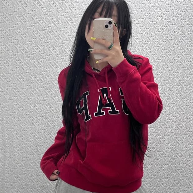 갭 올드스쿨 레트로 00's 빅로고 기모 후드티 S C07491