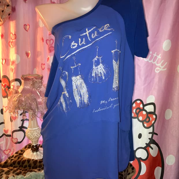 jpn 블루 큐빅 미니 원피스