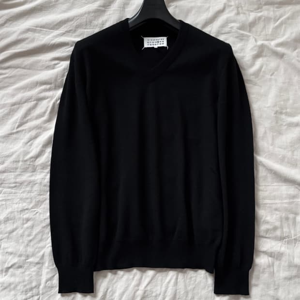 마르지엘라 램스킨 레더 엘보우 울 니트