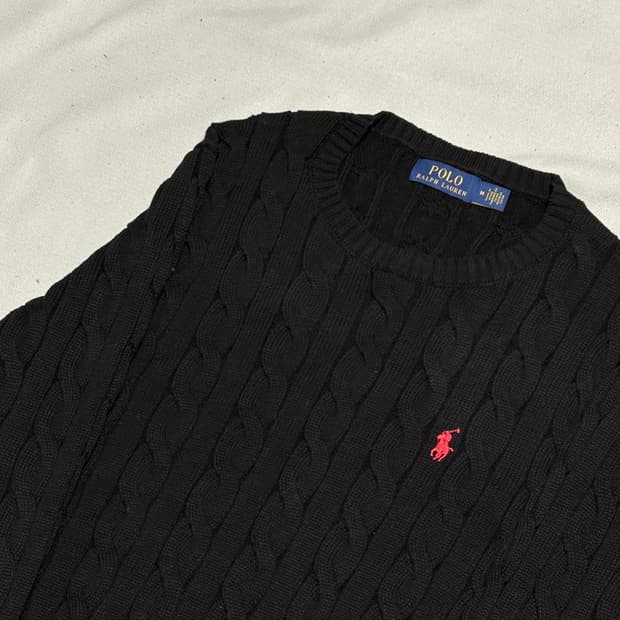 M 폴로랄프로렌 코튼 블랙 케이블 니트