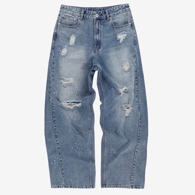 슬로우애시드 디스트로이드 와이드 데님 팬츠 플레어 핏 S