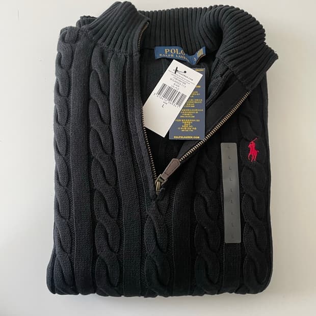 폴로 신형 케이블 니트 반집업 L