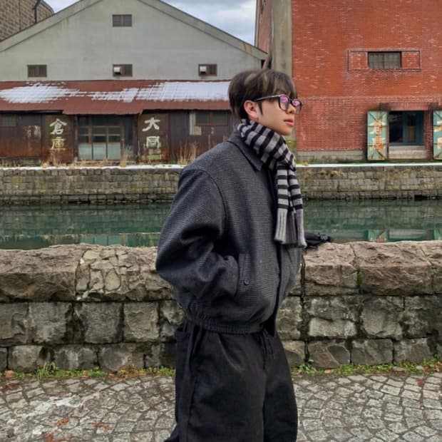 디서먼트 체크 울 자켓