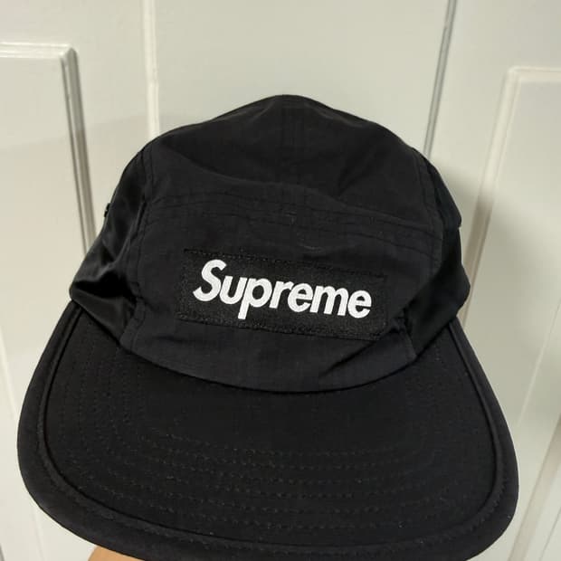 슈프림 캠프캡 블랙 왁스드 립스탑 24fw