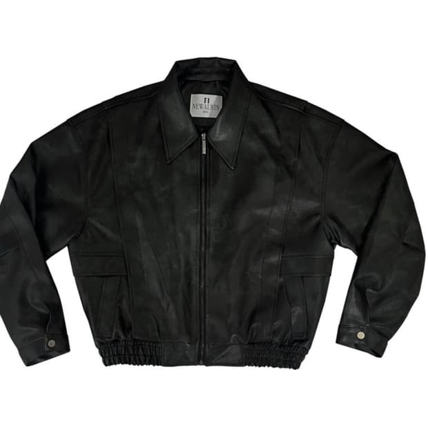 뉴얼린 엠블럼워싱레더자켓 블랙 판매해요