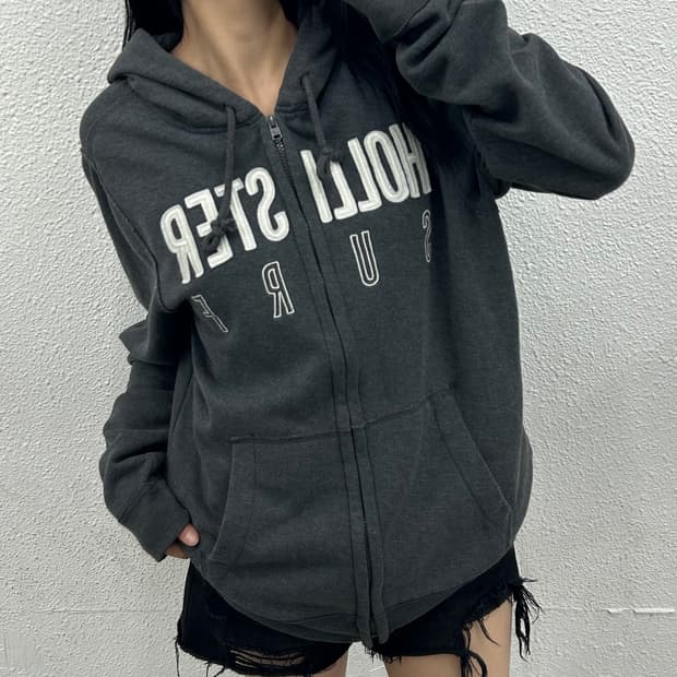 홀리스터 센터로고 그레이 후드집업 XL