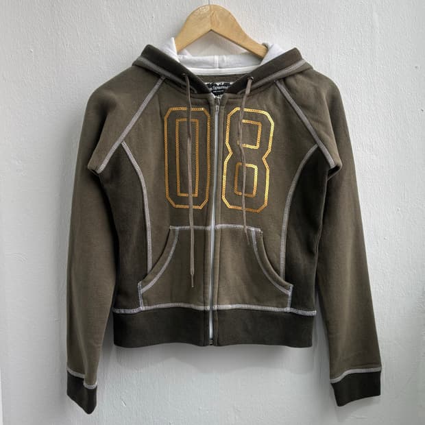Vintage Khaki Hood Zip-Up