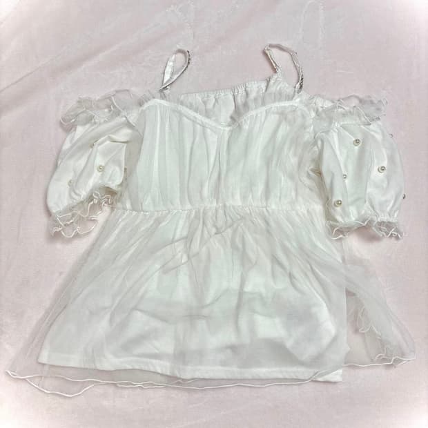 앙크루즈 진주 오프숄더 탑 양산형 스나계 