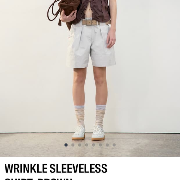 로우클래식_WRINKLE SLEEVELESS SHIRT_BROWN