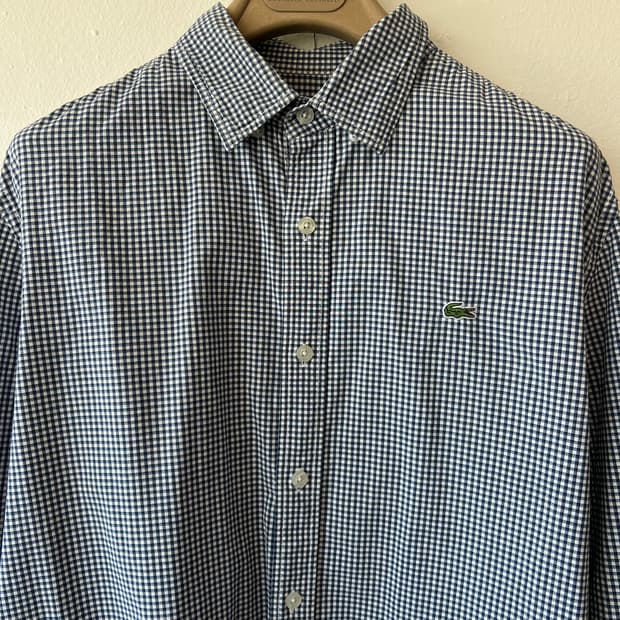 라코스테 남성 네이비체크 코튼긴팔셔츠